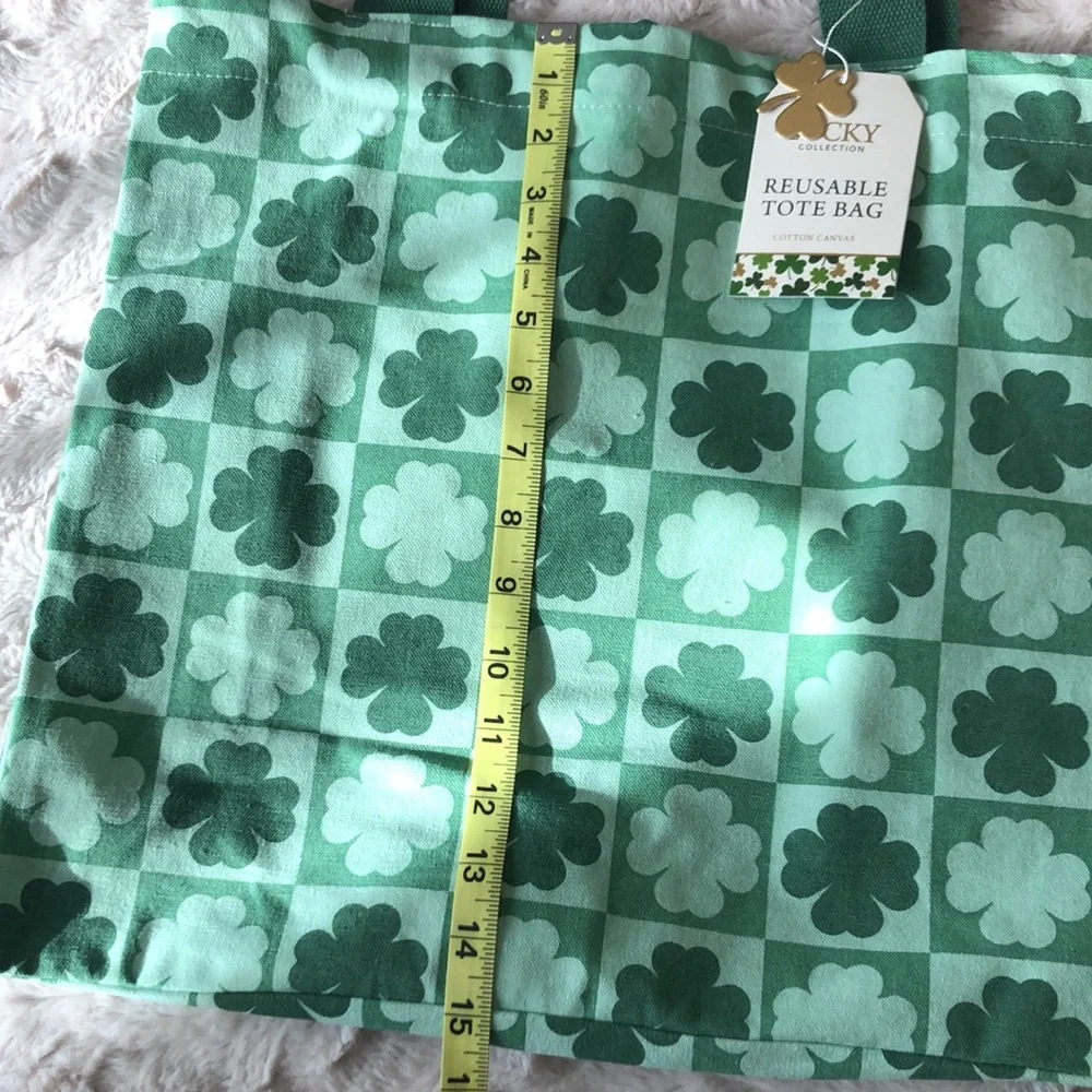 SHAMROCK Reusable Canvas Tote Shopping Bag St. Patrick’s Day Clover Shamrocks